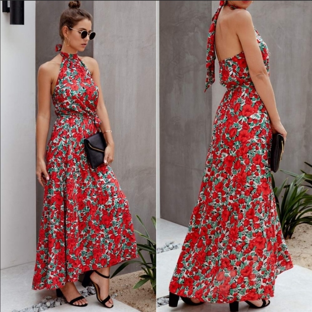 NWT Boutique Floral halter dress